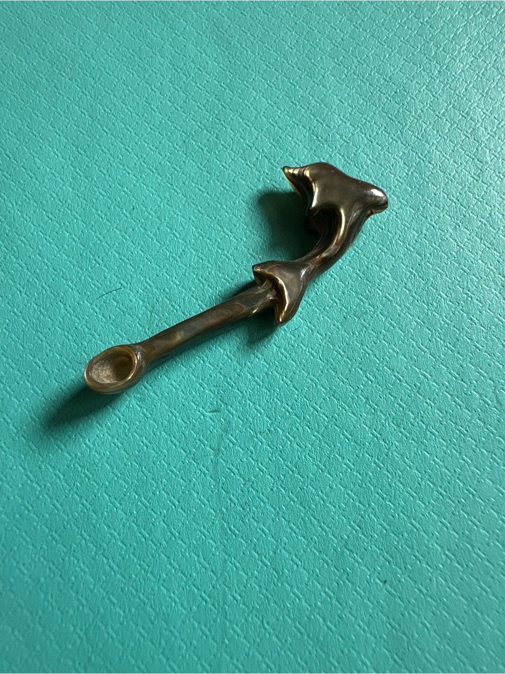 Antique Carved Abalone Dolphin Teeny “Salt” Spoon